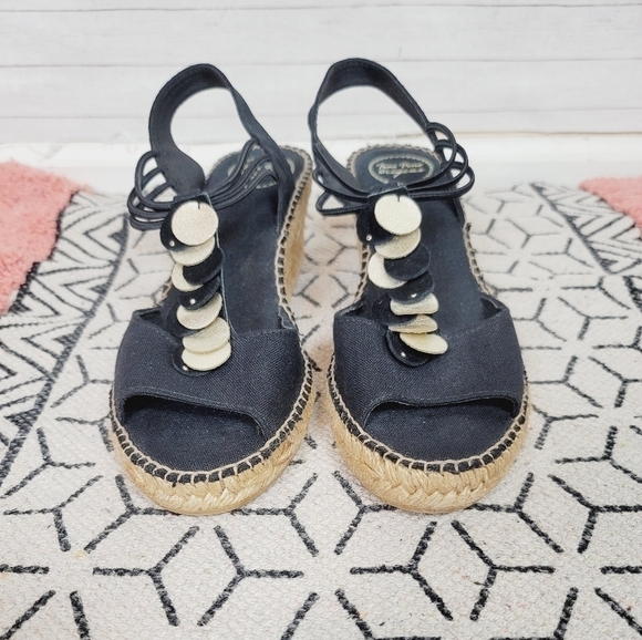 TONI PONS ORIGINAL Sitges Espadrille Sandal in Black Fabric, sz 9 / 40 - Picture 2 of 16